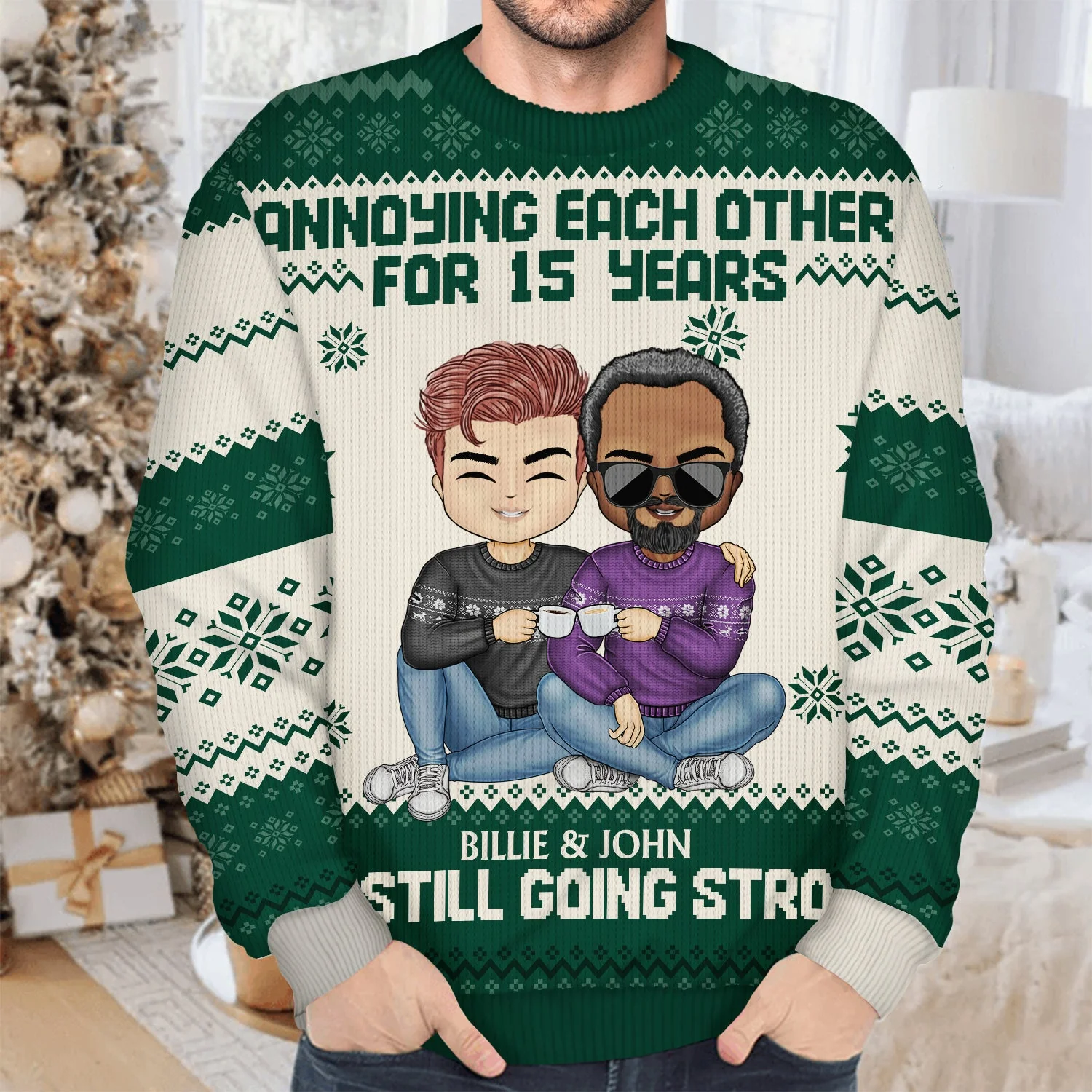 Annoying Each Other For Many Years - Anniversary, Christmas Gifts For Couples, Husband, Wife - Personalized Unisex Ugly Sweater - Image 4