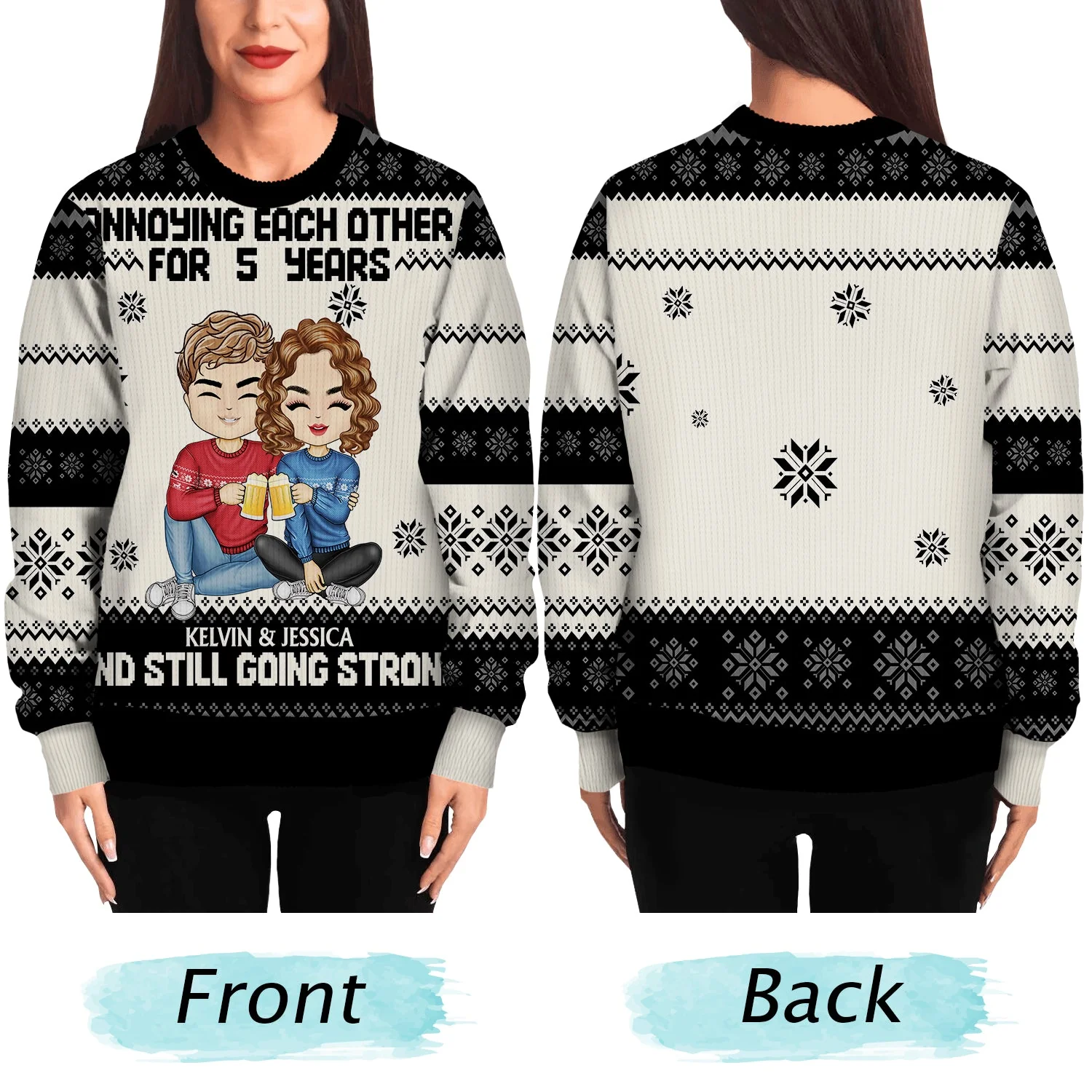 Annoying Each Other For Many Years - Anniversary, Christmas Gifts For Couples, Husband, Wife - Personalized Unisex Ugly Sweater - Image 5