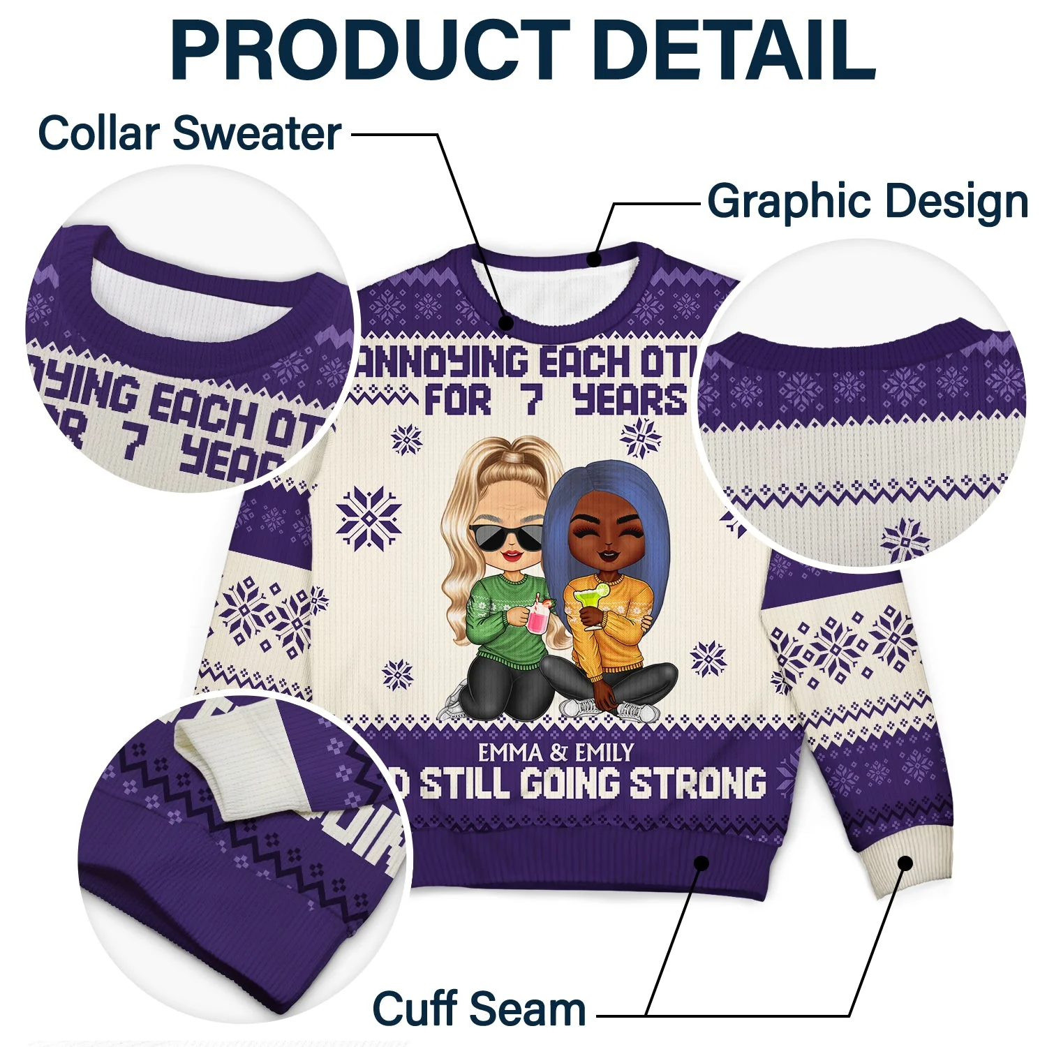 Annoying Each Other For Many Years - Anniversary, Christmas Gifts For Couples, Husband, Wife - Personalized Unisex Ugly Sweater - Image 6