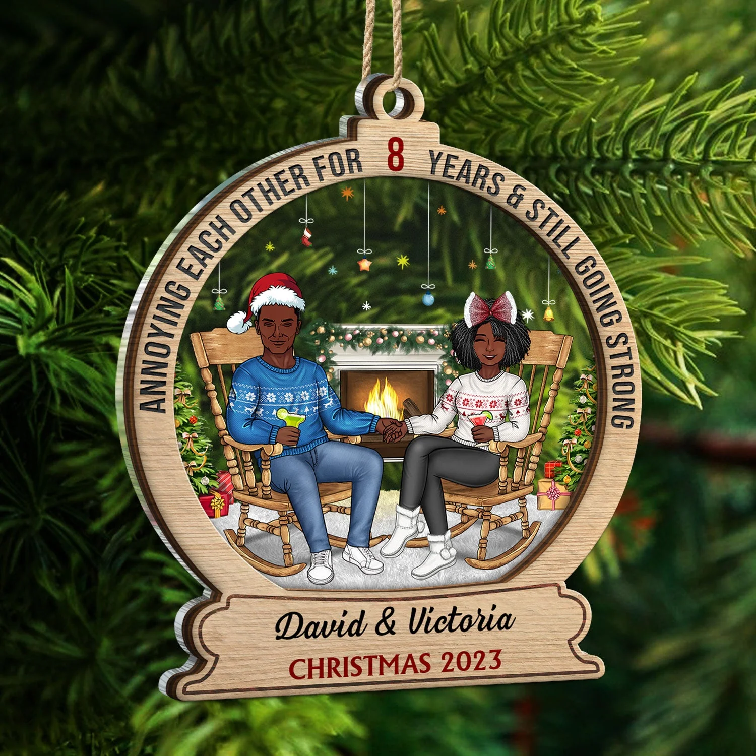 Annoying Each Other For Years - Christmas Gift For Couples - Personalized 2-Layered Mix Ornament - Image 5
