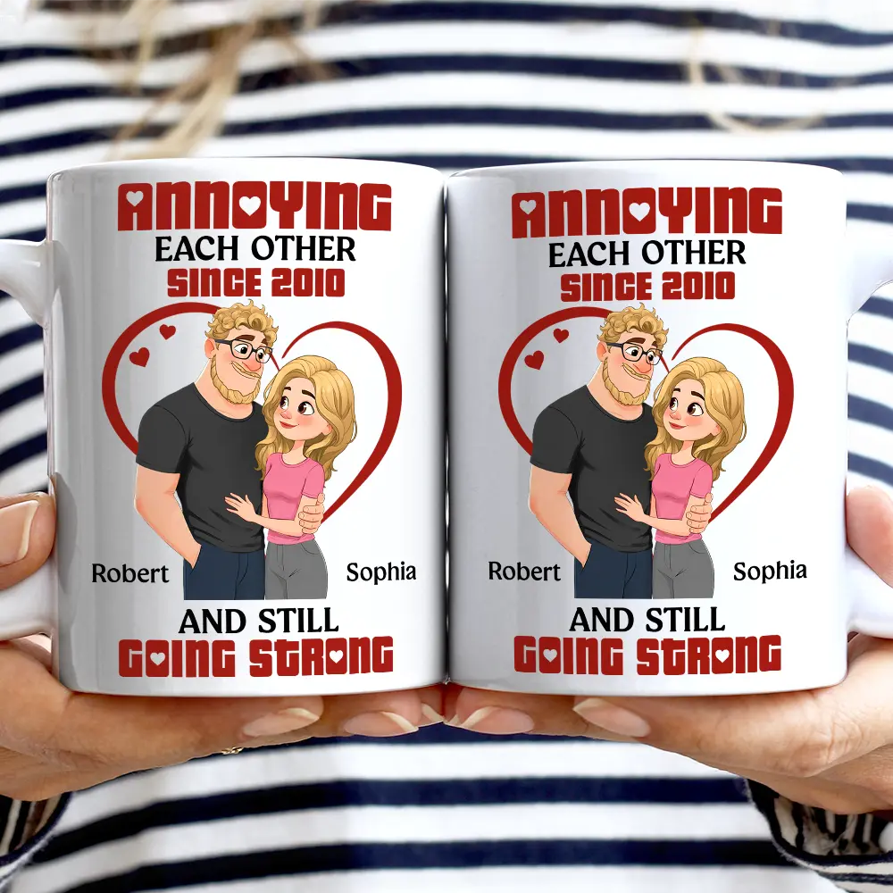Annoying Each Other Hugging Couple - Personalized Mug - Image 2
