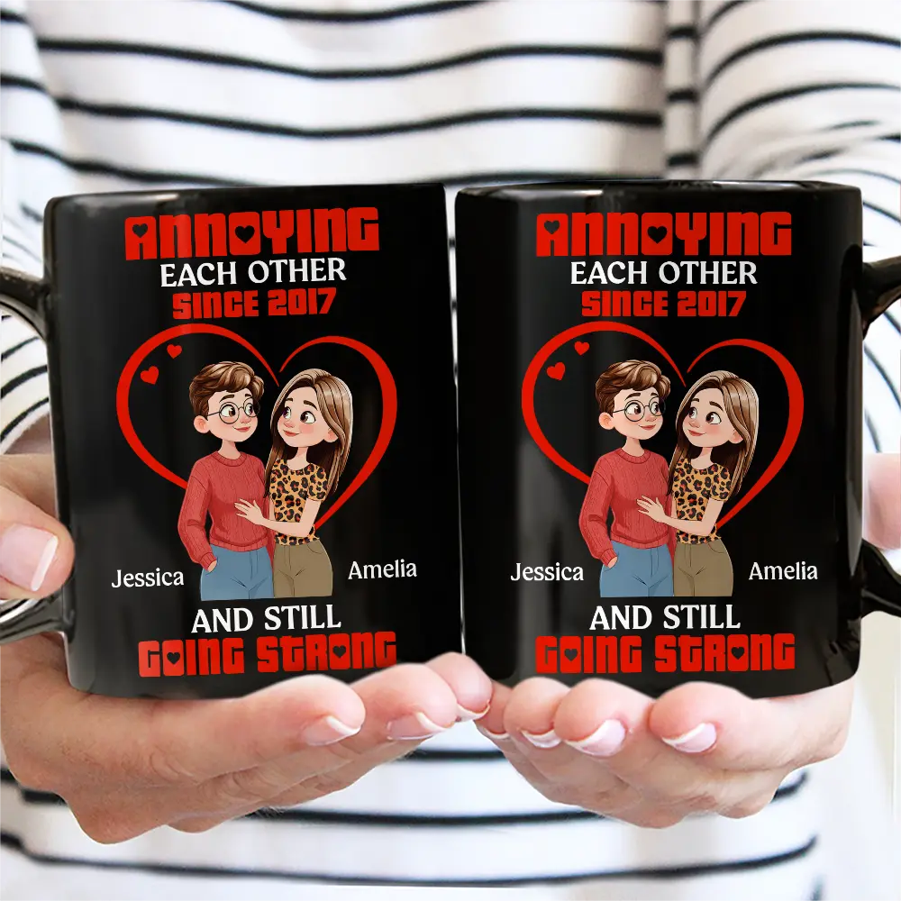 Annoying Each Other Hugging Couple - Personalized Mug - Image 3