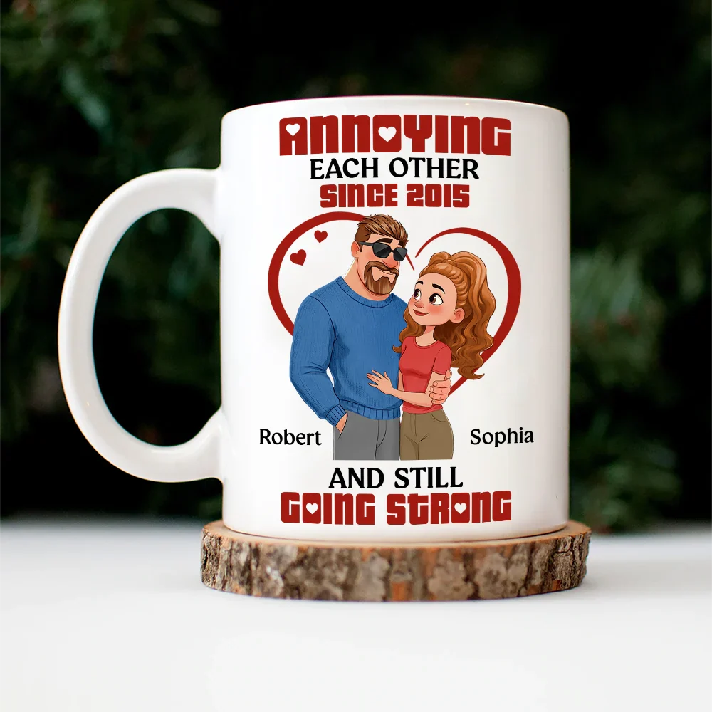 Annoying Each Other Hugging Couple - Personalized Mug - Image 4