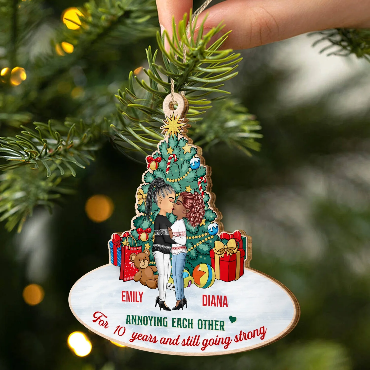 Annoying Each Other No Returns Or Refunds - Christmas Gift For Couples - Personalized Custom Shaped Wooden Ornament - Image 2