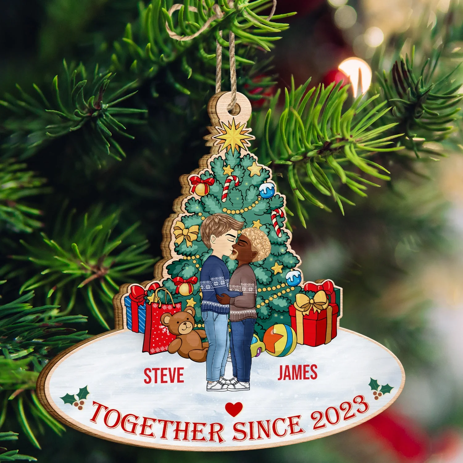 Annoying Each Other No Returns Or Refunds - Christmas Gift For Couples - Personalized Custom Shaped Wooden Ornament - Image 3