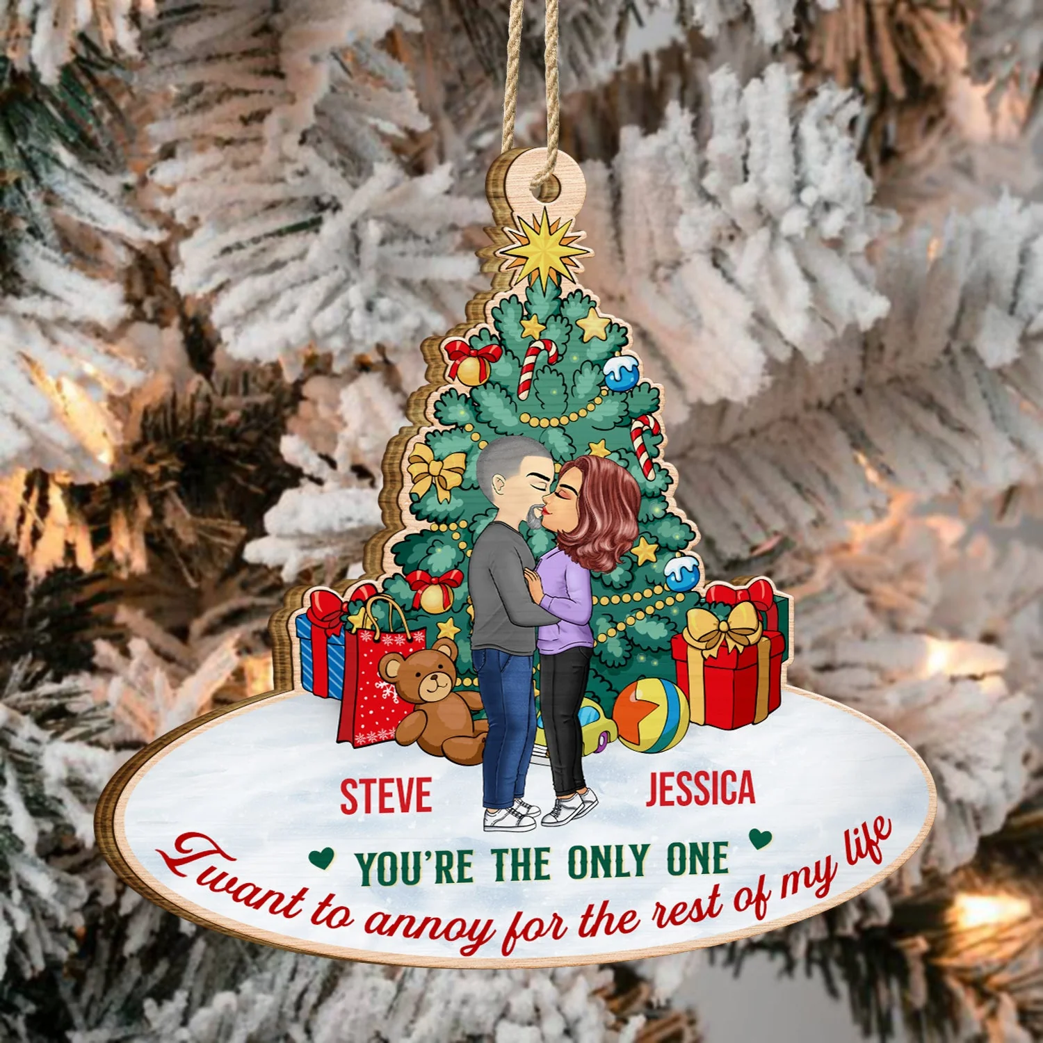 Annoying Each Other No Returns Or Refunds - Christmas Gift For Couples - Personalized Custom Shaped Wooden Ornament - Image 4