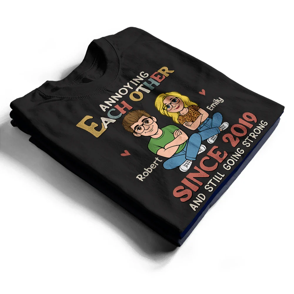 Annoying Each Other Retro Couple - Personalized T Shirt - Image 2