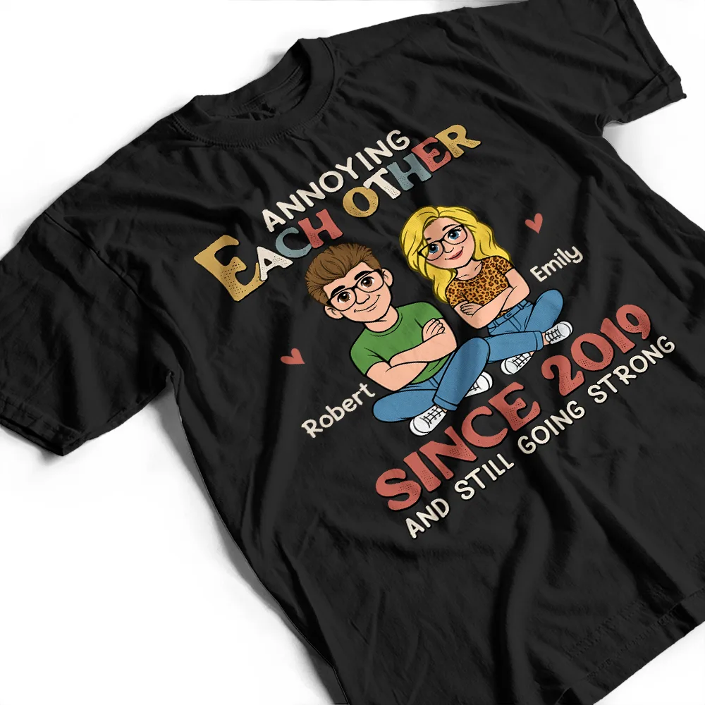 Annoying Each Other Retro Couple - Personalized T Shirt - Image 3