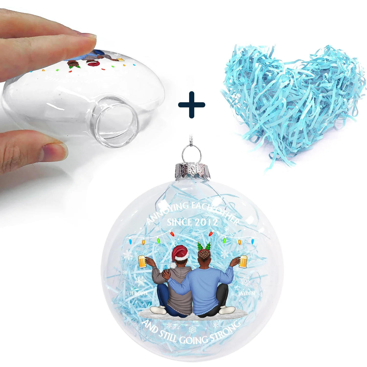 Annoying Each Other Since And Still Going Strong - Christmas Gift For Couple - Personalized Clear Flat Ball Ornament - Image 5