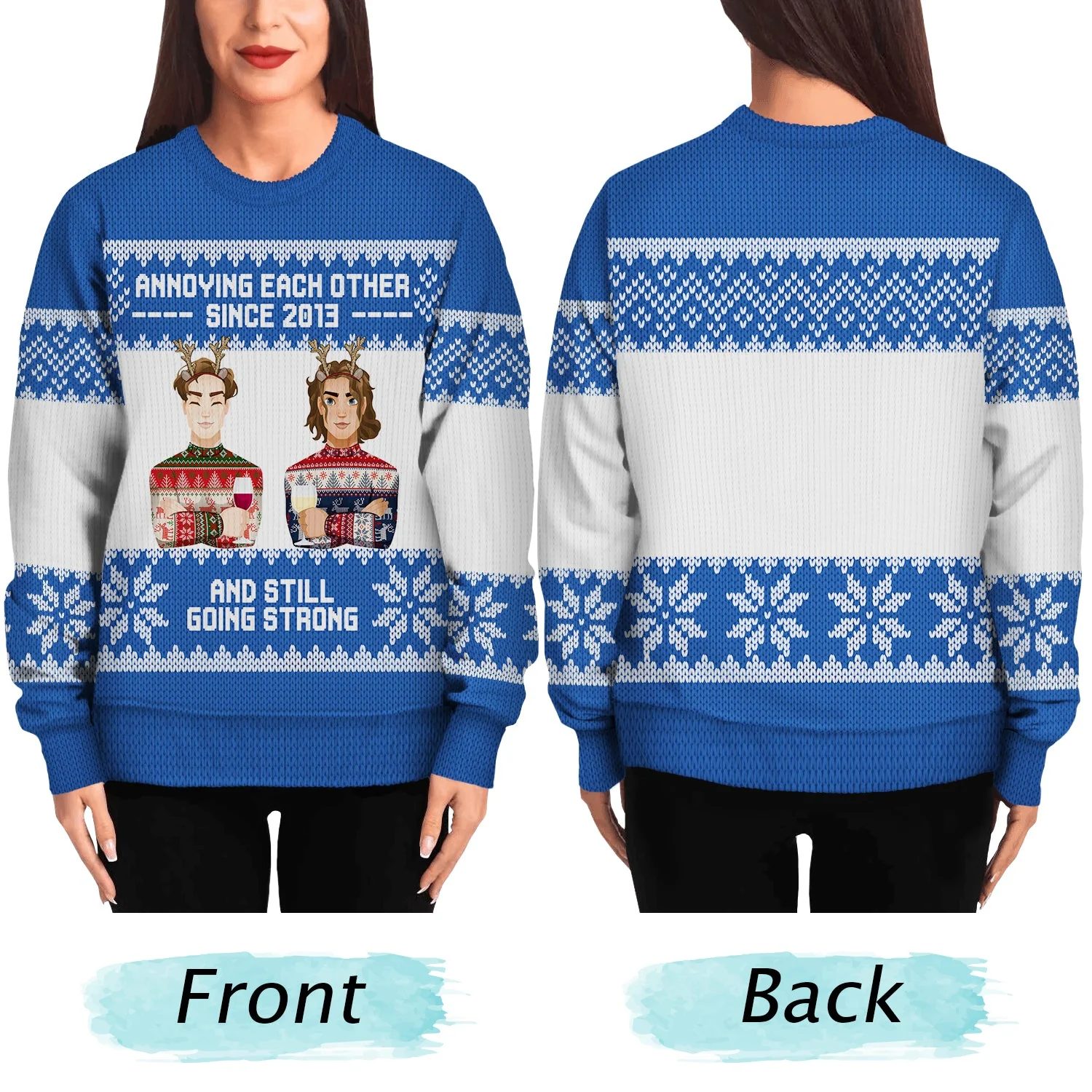 Annoying Each Other Since - Christmas Gift For Couples - Personalized Unisex Ugly Sweater - Image 5