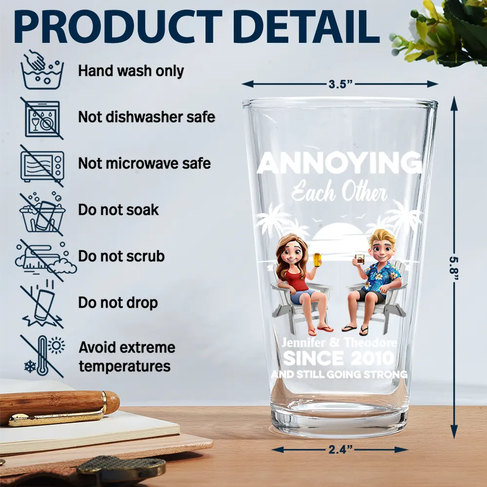 Annoying Each Other Since - Personalized Beer Glass - Image 5
