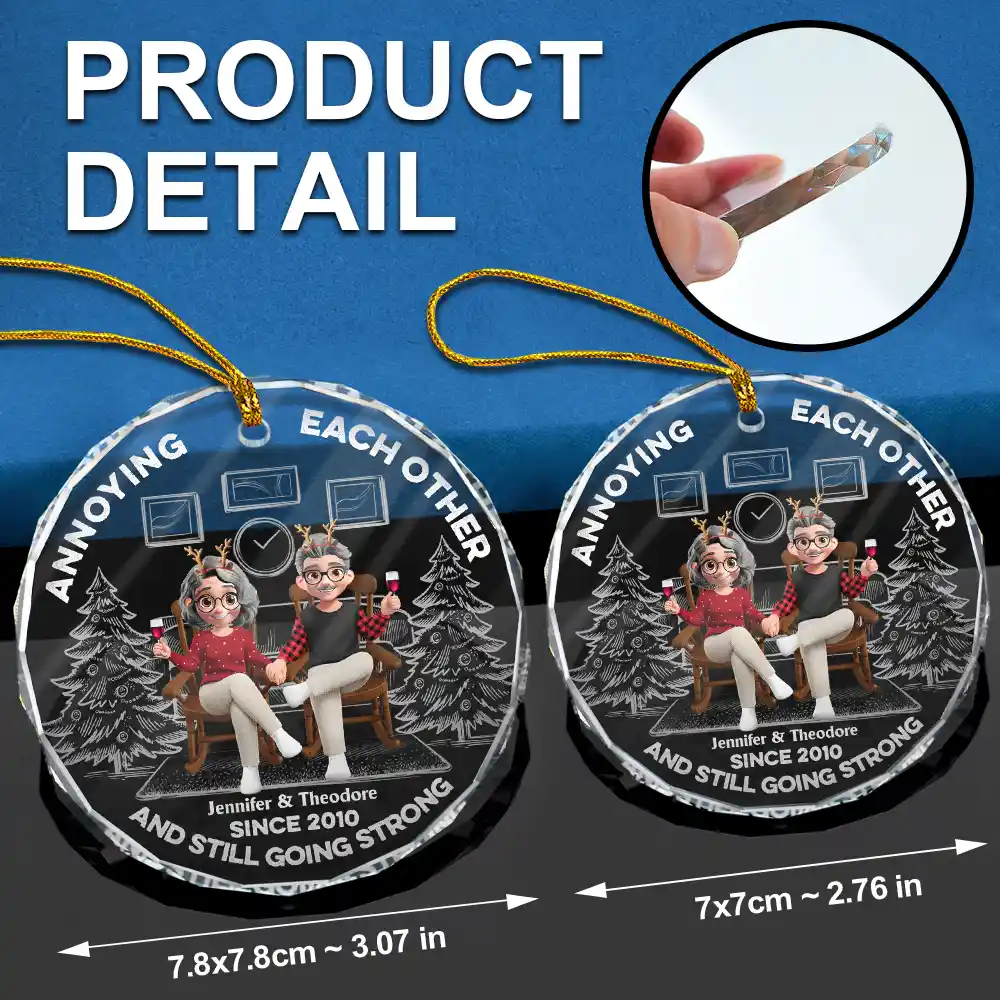 Annoying Each Other Since - Personalized Circle Glass Ornament - Image 6