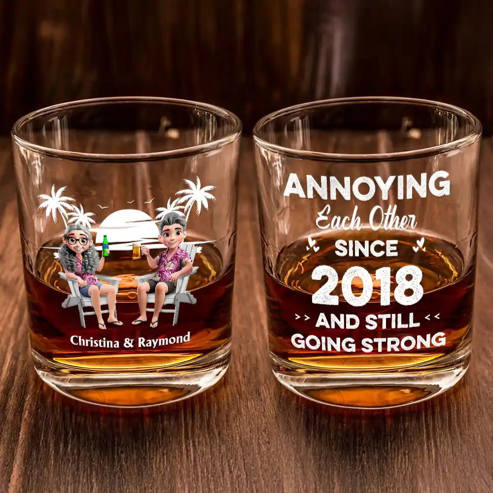 Annoying Each Other Since - Personalized Whiskey Glass - Image 2