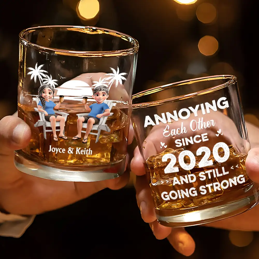 Annoying Each Other Since - Personalized Whiskey Glass - Image 3
