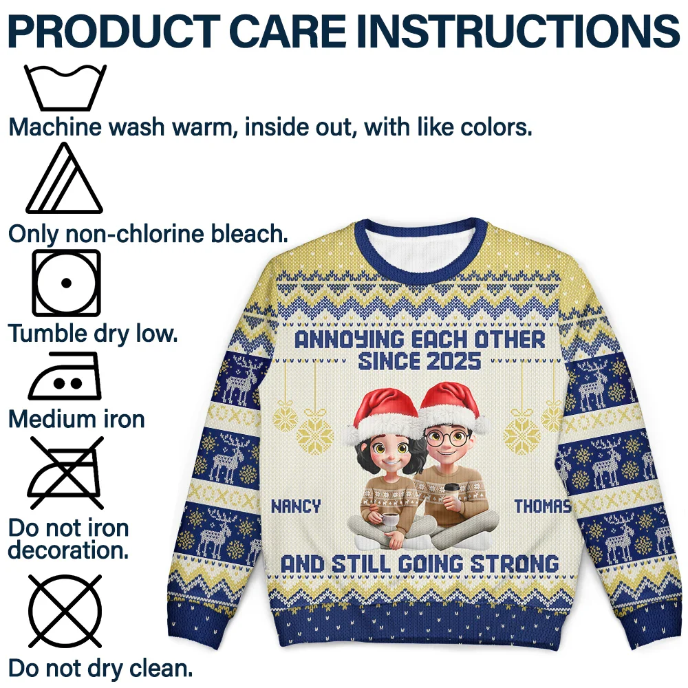 Annoying Each Other Since Year 3D Effect Couple - Personalized Unisex Ugly Sweater - Image 7