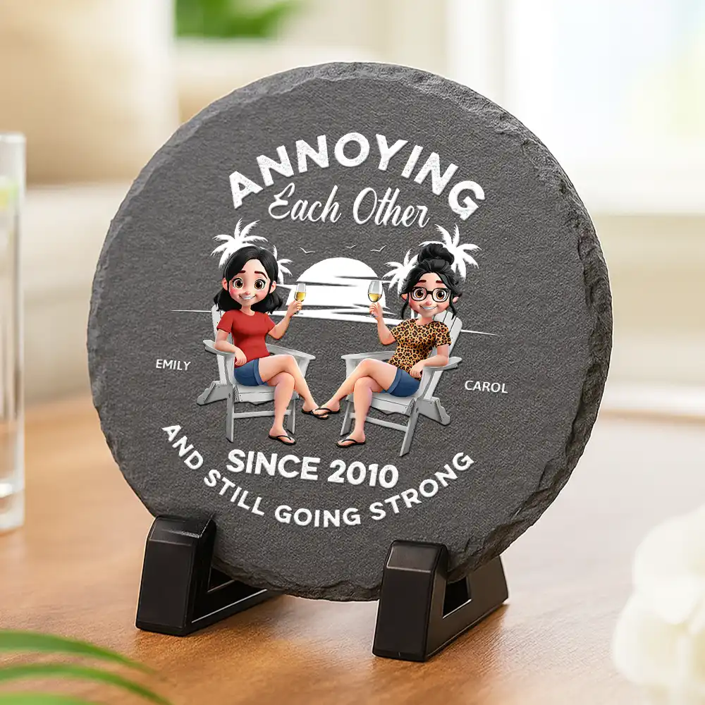 Annoying Since Funny Couple - Personalized Slate Coaster - Image 3
