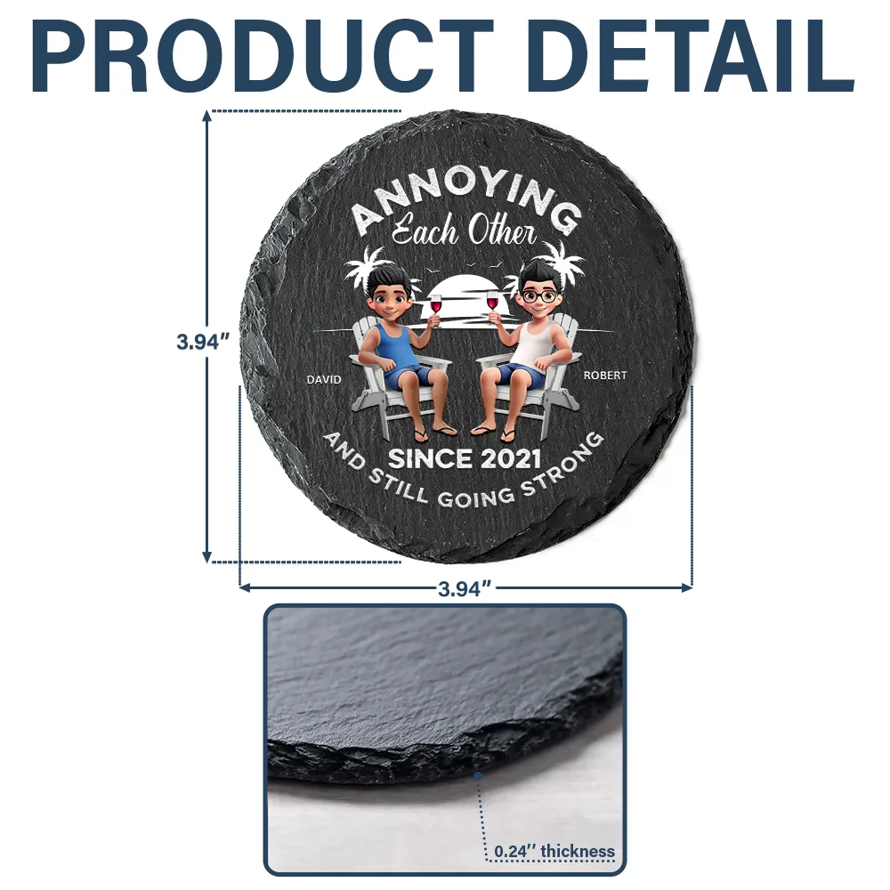 Annoying Since Funny Couple - Personalized Slate Coaster - Image 5