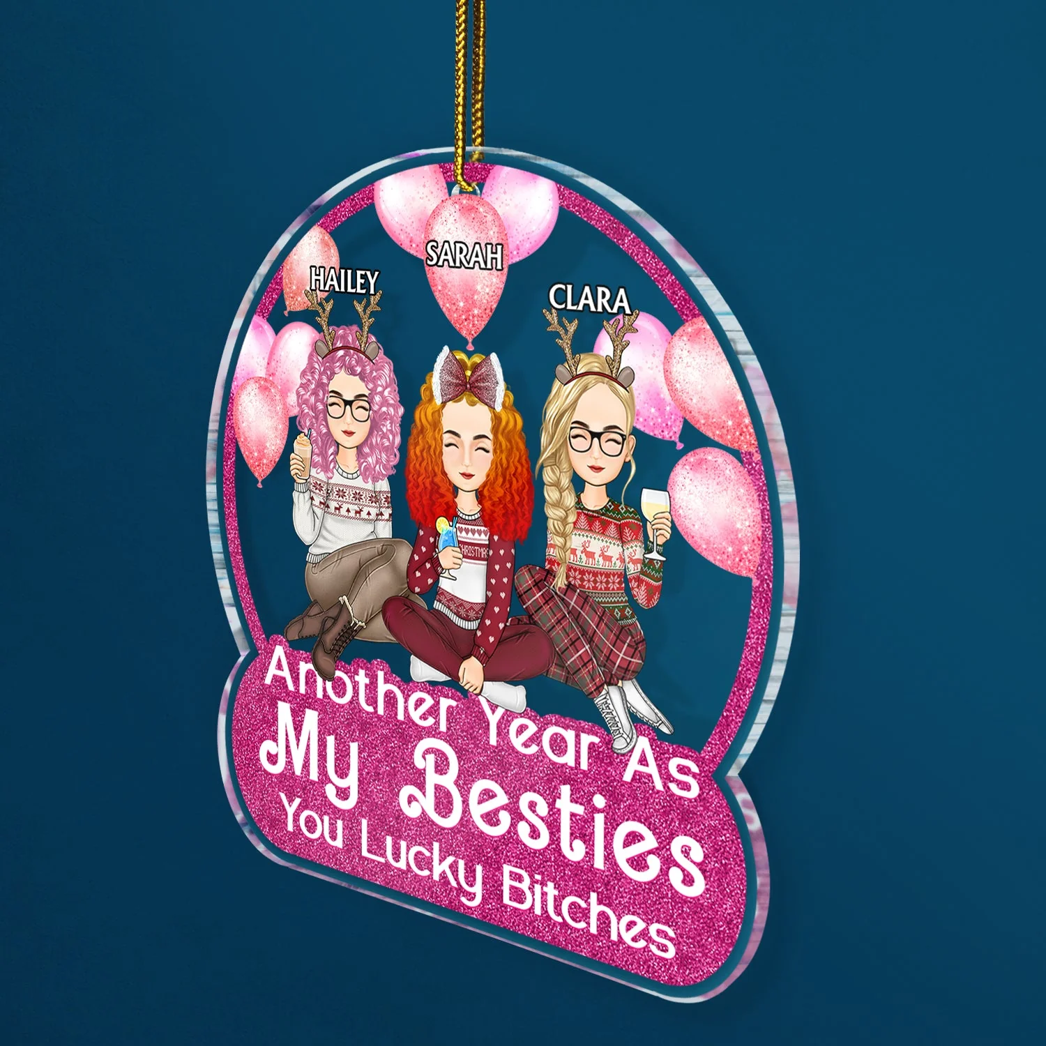 Another Year As My Bestie - Christmas Gifts For Besties, Friends - Personalized Custom Shaped Acrylic Ornament - Image 2
