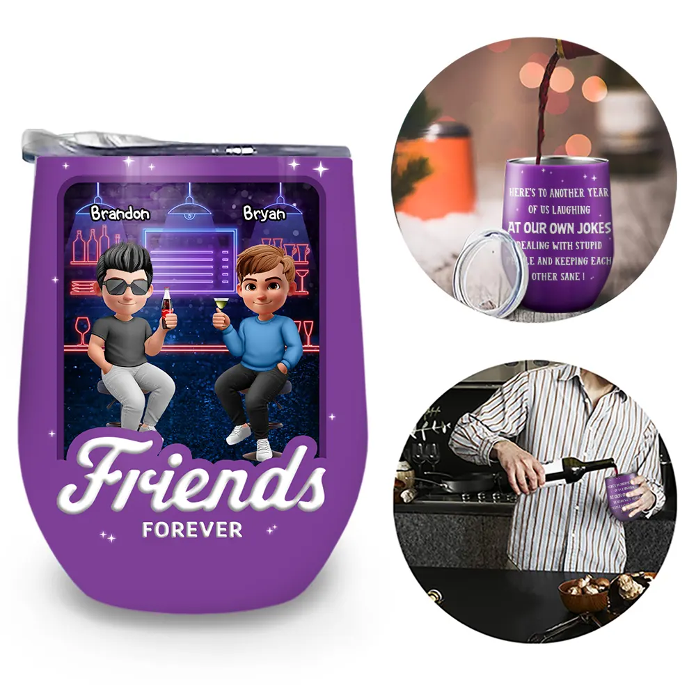 Another Year Of Us 3D Effect Sisters Cousins Forever - Personalized Wine Tumbler - Image 2