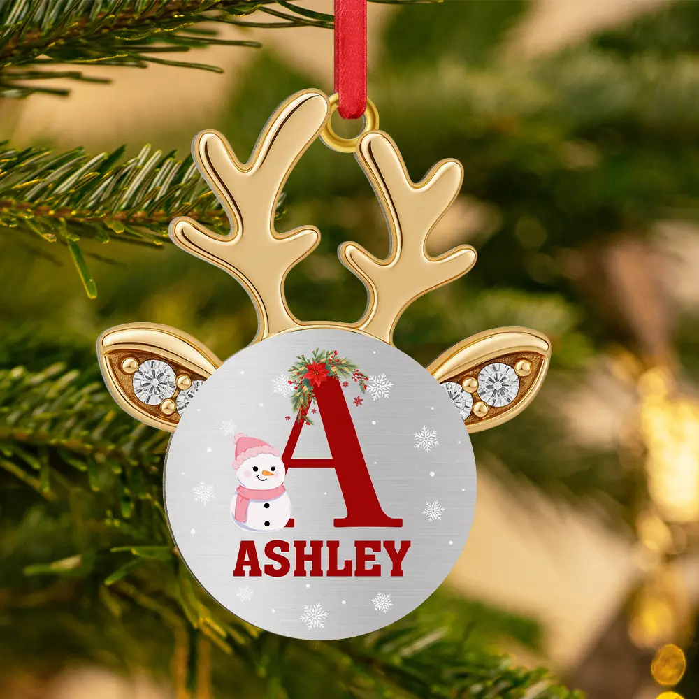 Antler Christmas - Personalized Metal Ornament - Image 3