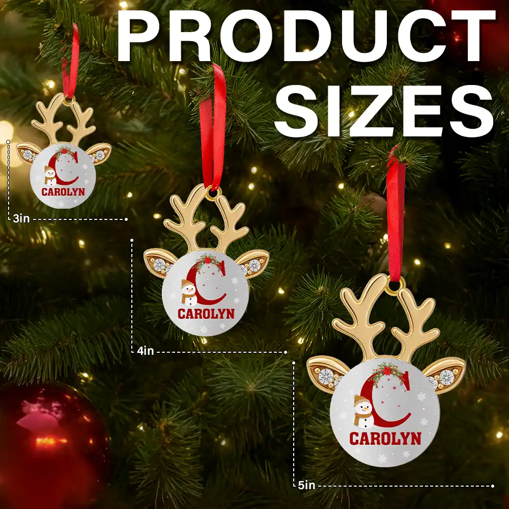 Antler Christmas - Personalized Metal Ornament - Image 6