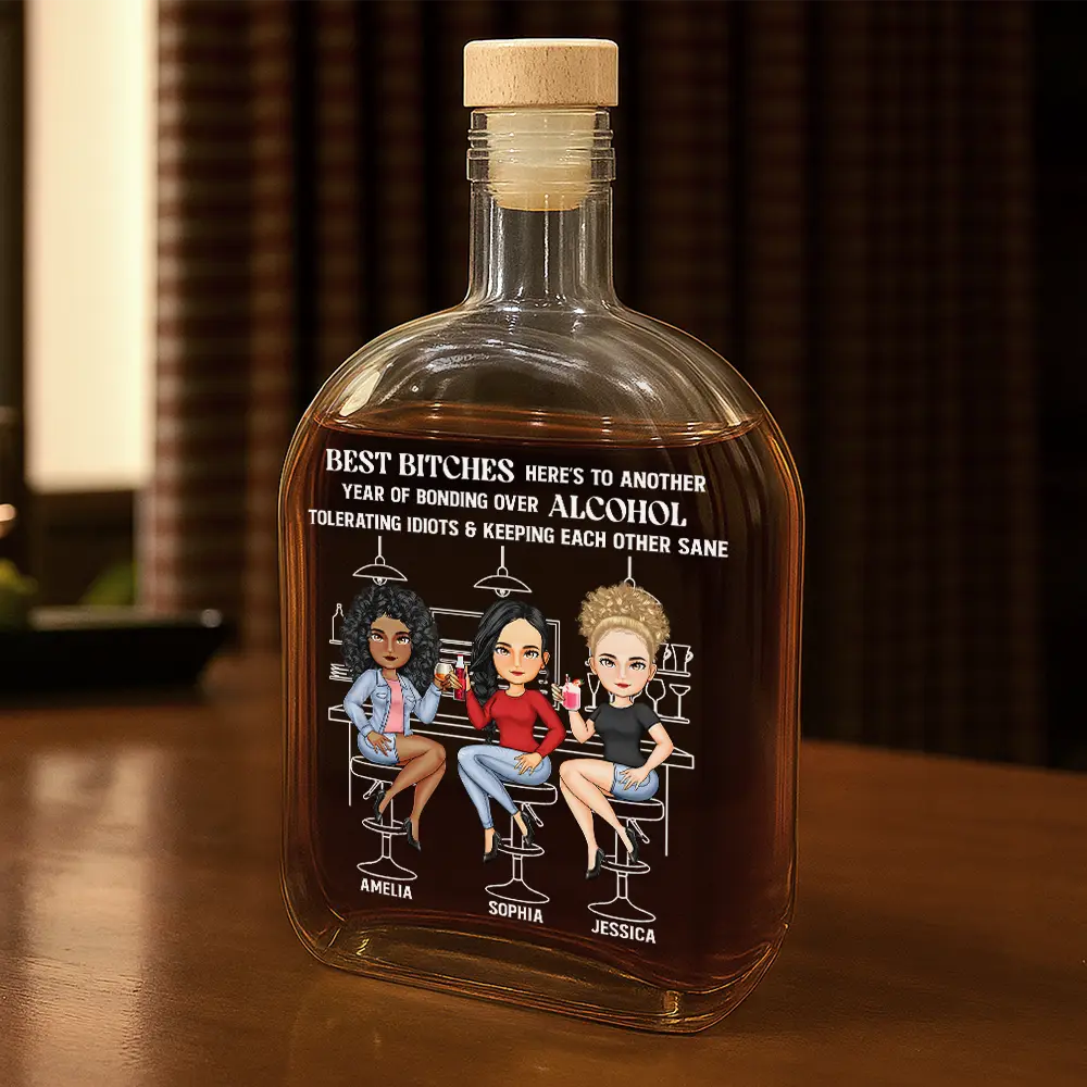 Are We Drunk Wine Bestie - Personalized Whiskey Bottle - Image 2