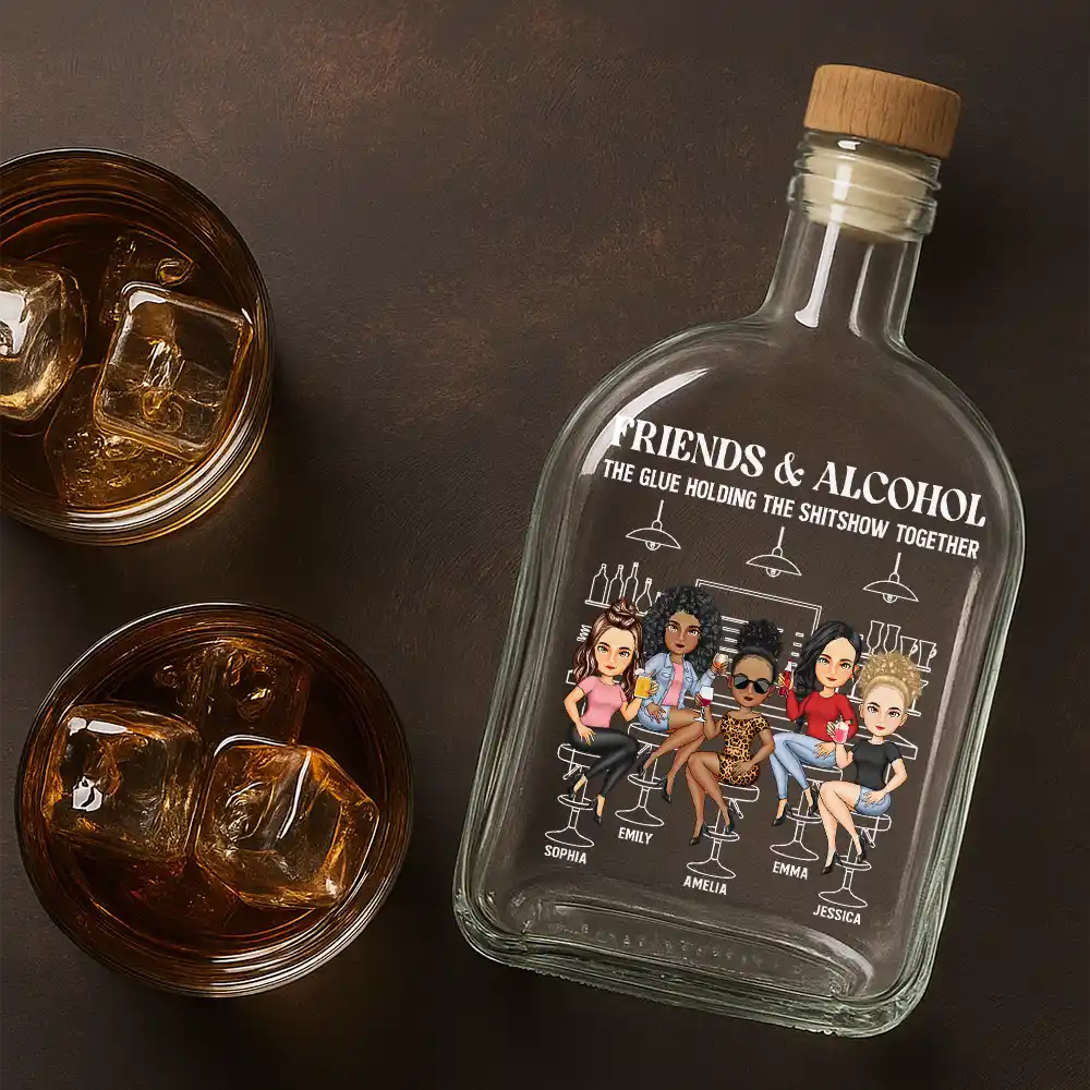 Are We Drunk Wine Bestie - Personalized Whiskey Bottle - Image 4
