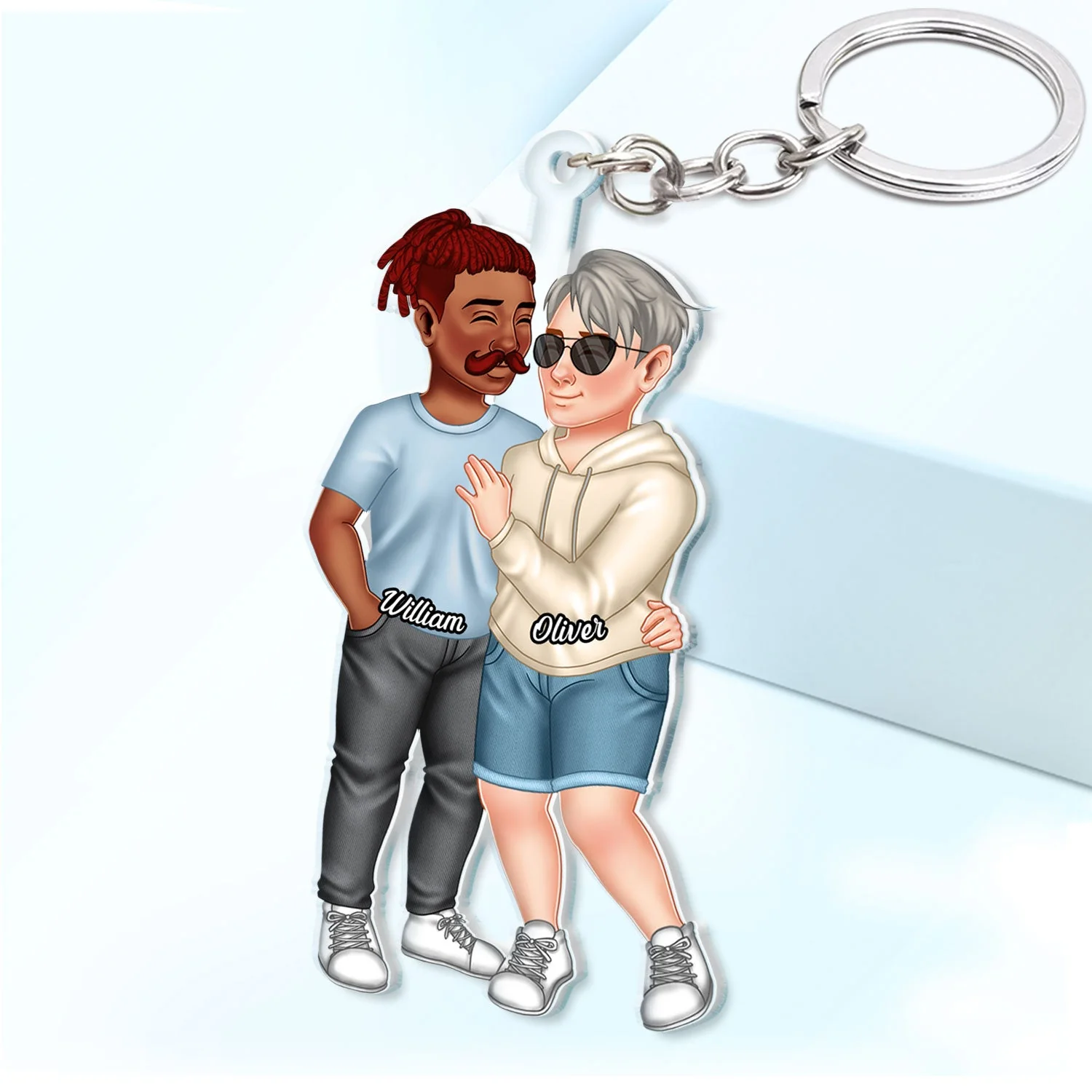 Arm In Arm Couple - Loving, Anniversary Gift For Couples, Husband, Wife - Personalized Cutout Acrylic Keychain - Image 2