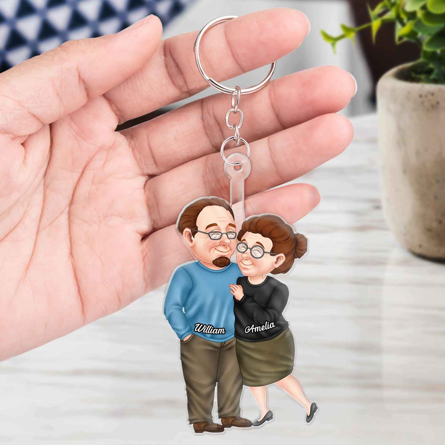 Arm In Arm Couple - Loving, Anniversary Gift For Couples, Husband, Wife - Personalized Cutout Acrylic Keychain - Image 4