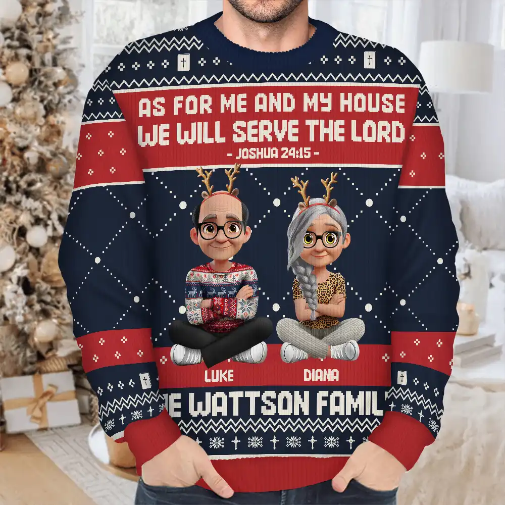 As For Me And My House We Will Serve The Lord - Personalized Unisex Ugly Sweater - Image 4