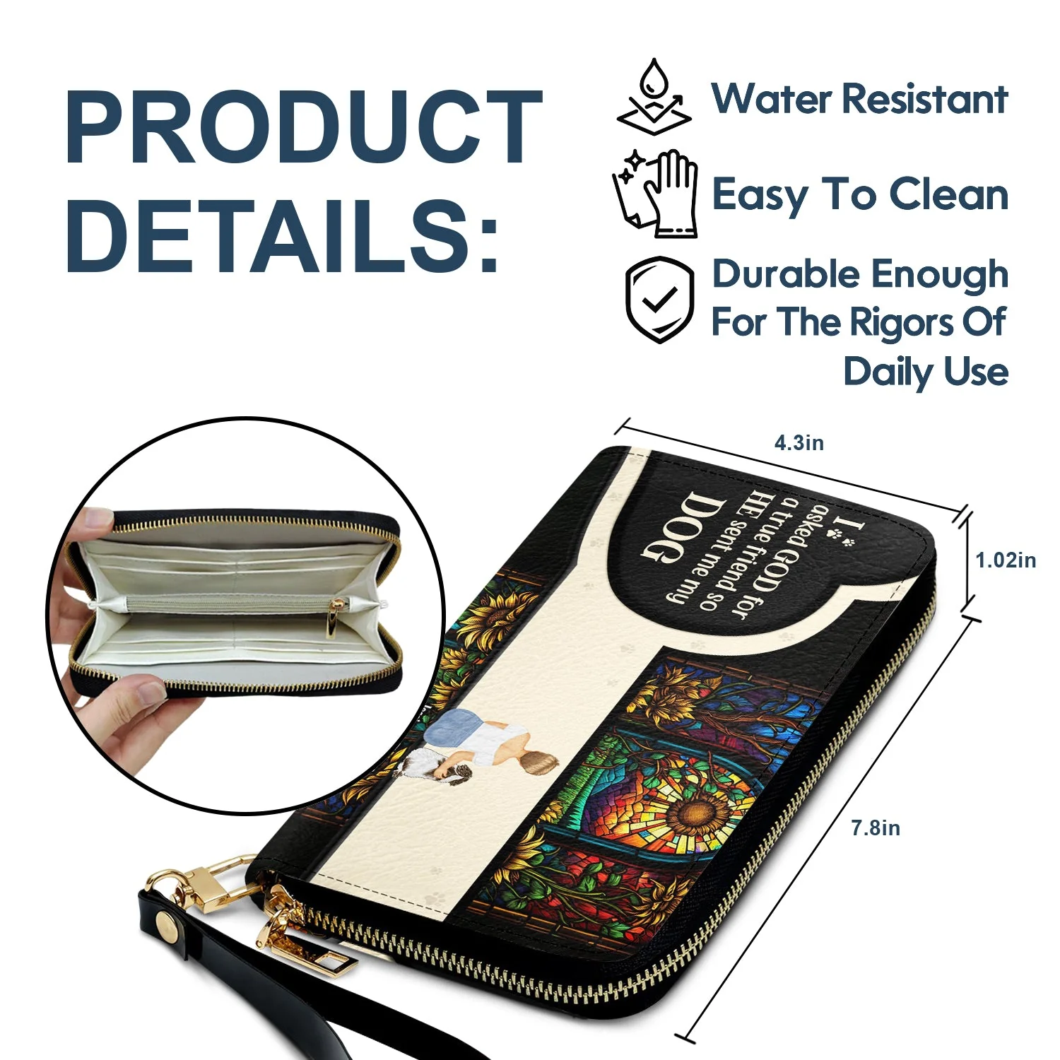 Asked God For A True Friend - Gift For Dog Mom - Personalized Leather Long Wallet - Image 6