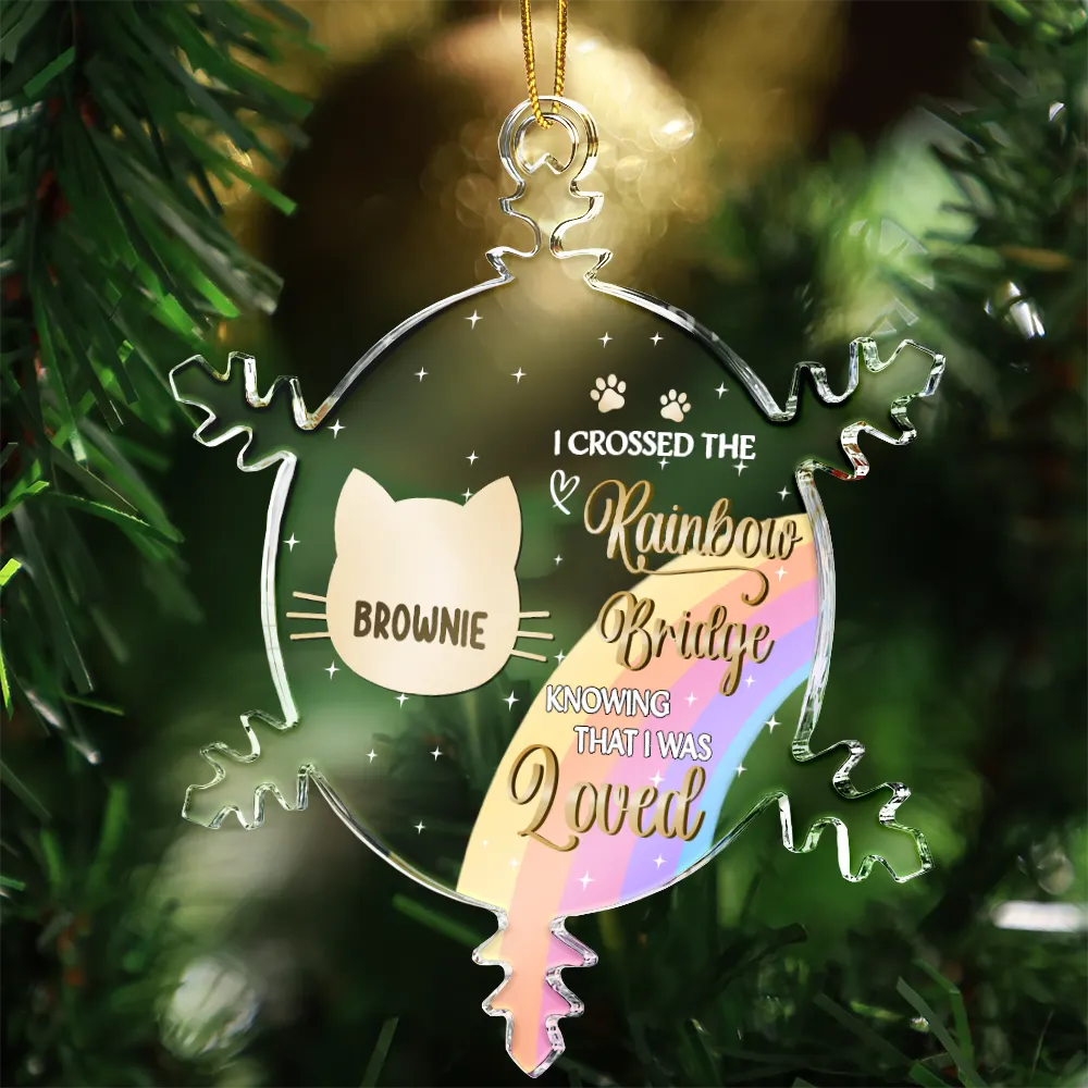 At The Rainbow Bridge - Personalized Snowflakes Shaped Glass Ornament - Image 3