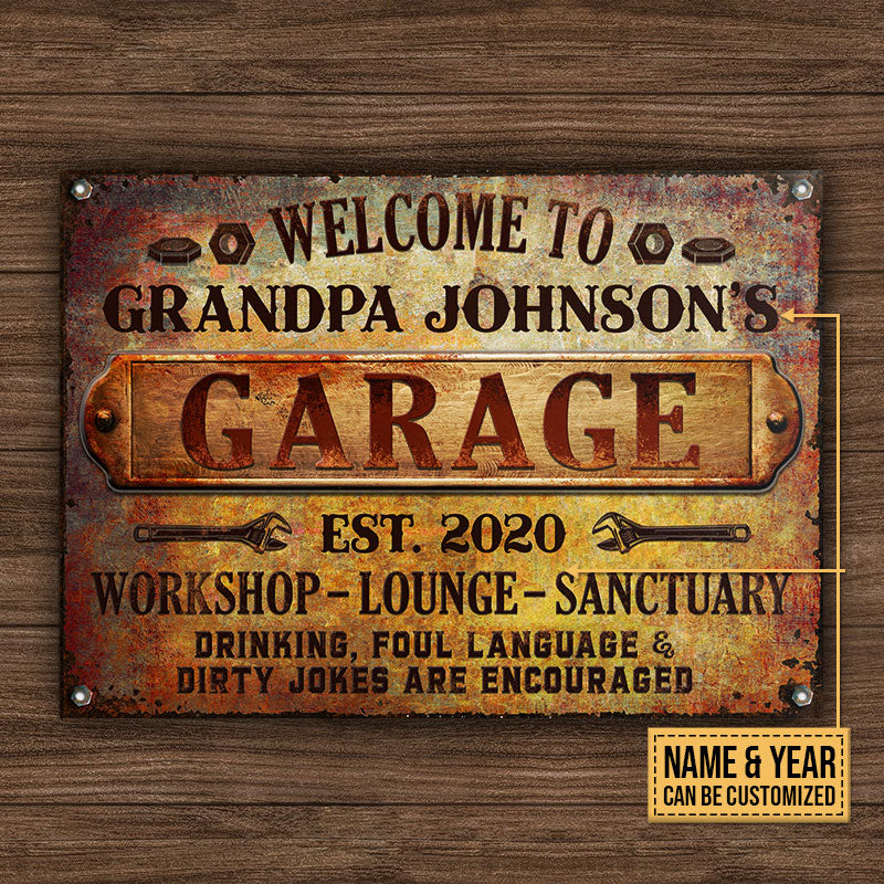 Auto Mechanic Rustic Garage Drinking Are Encouraged Custom Classic Metal Signs, Grandpa Gift, Auto Mechanic Gift - Image 3