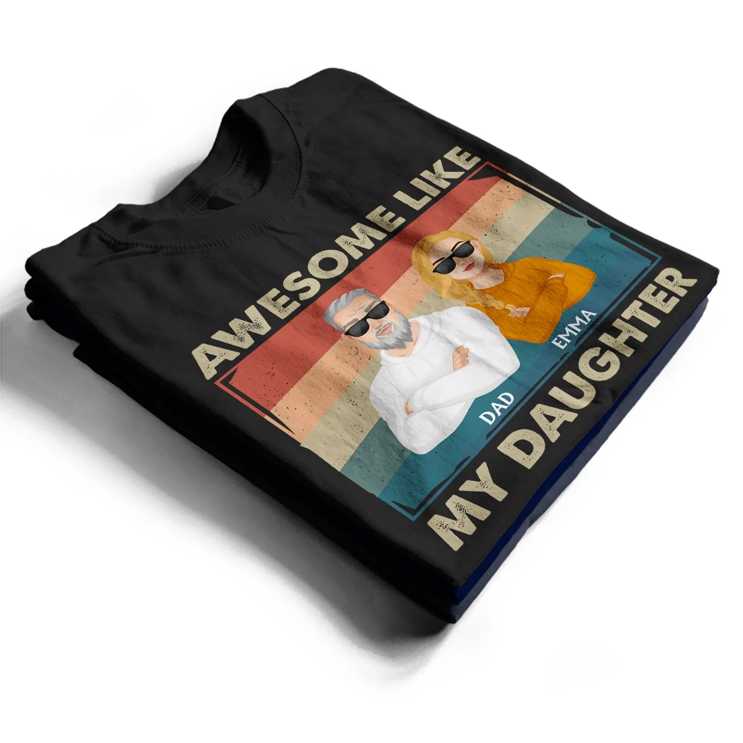 Awesome Like My Daughter Flat Art Crossed Arms - Funny Gift For Dad, Father, Grandpa - Personalized T Shirt - Image 2