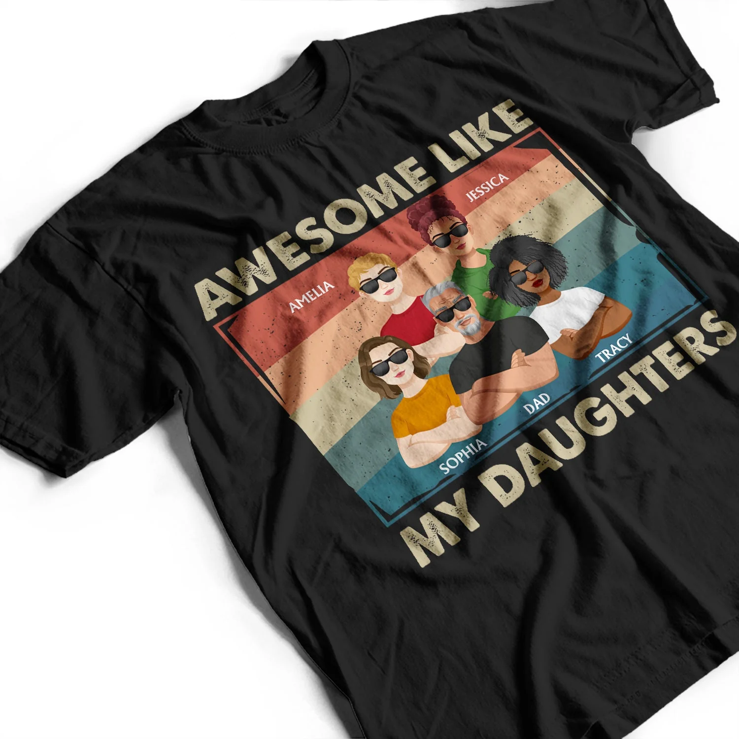 Awesome Like My Daughter Flat Art Crossed Arms - Funny Gift For Dad, Father, Grandpa - Personalized T Shirt - Image 3