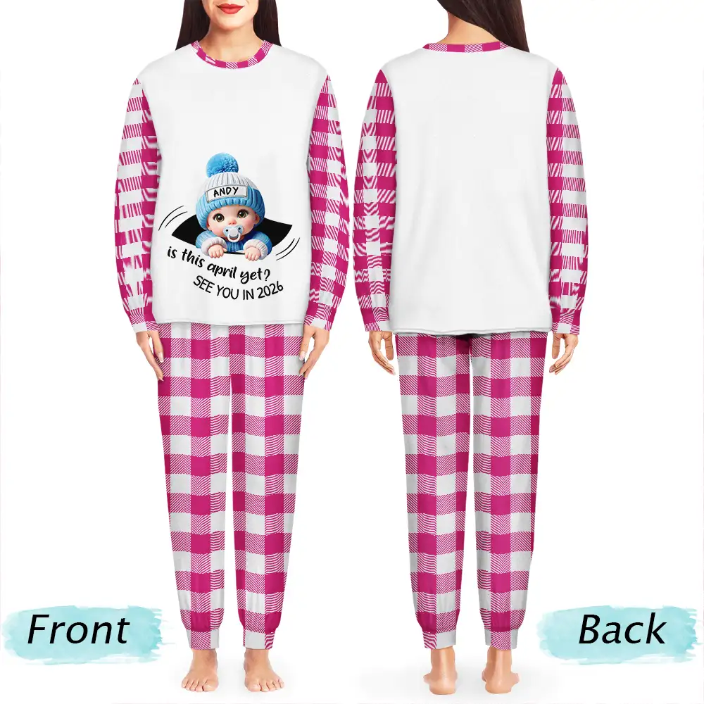 Baby Expecting Christmas On The Inside See You In - Personalized Unisex Pajamas Set - Image 4