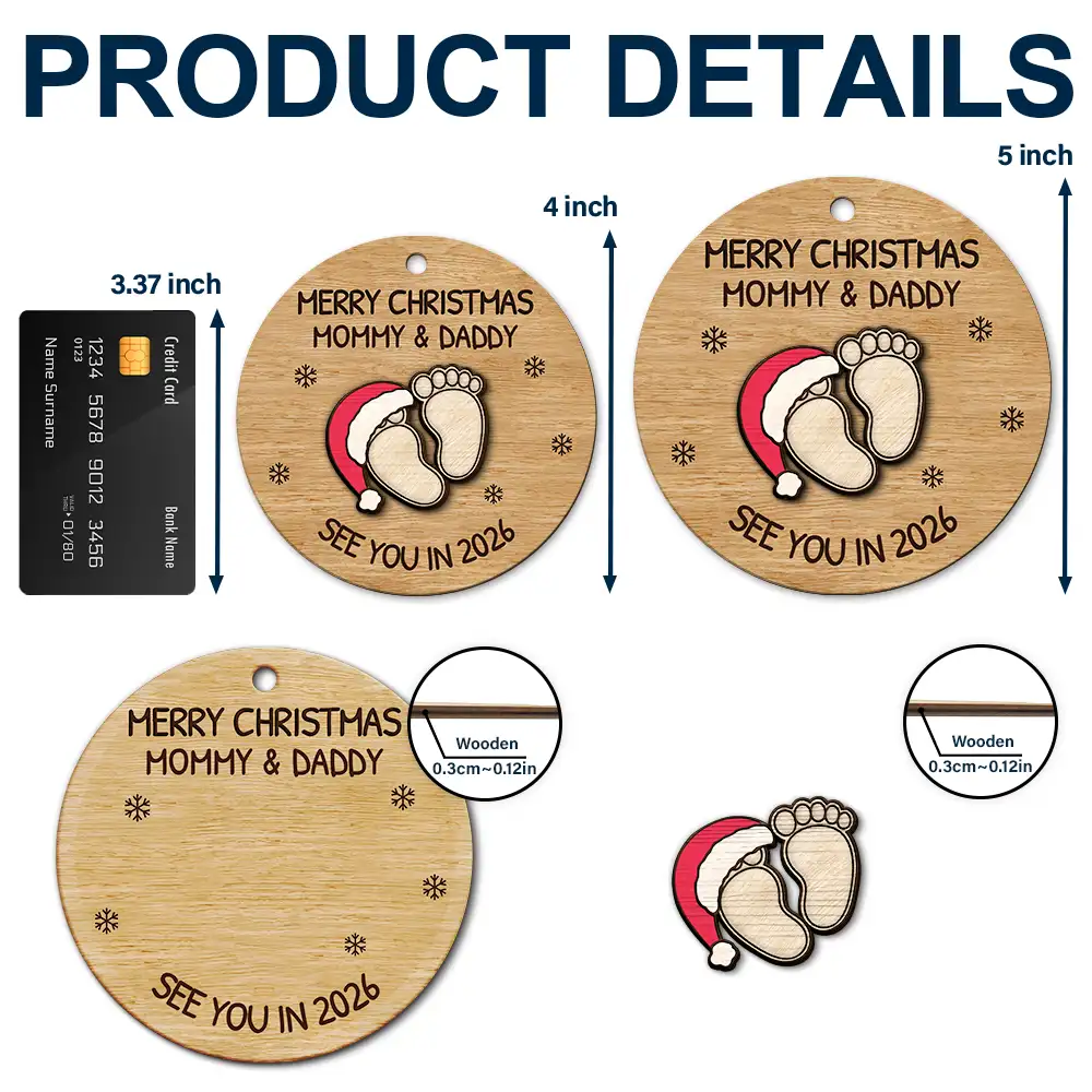 Baby Expecting See You In 2026 - Personalized 2-Layered Wooden Ornament - Image 5