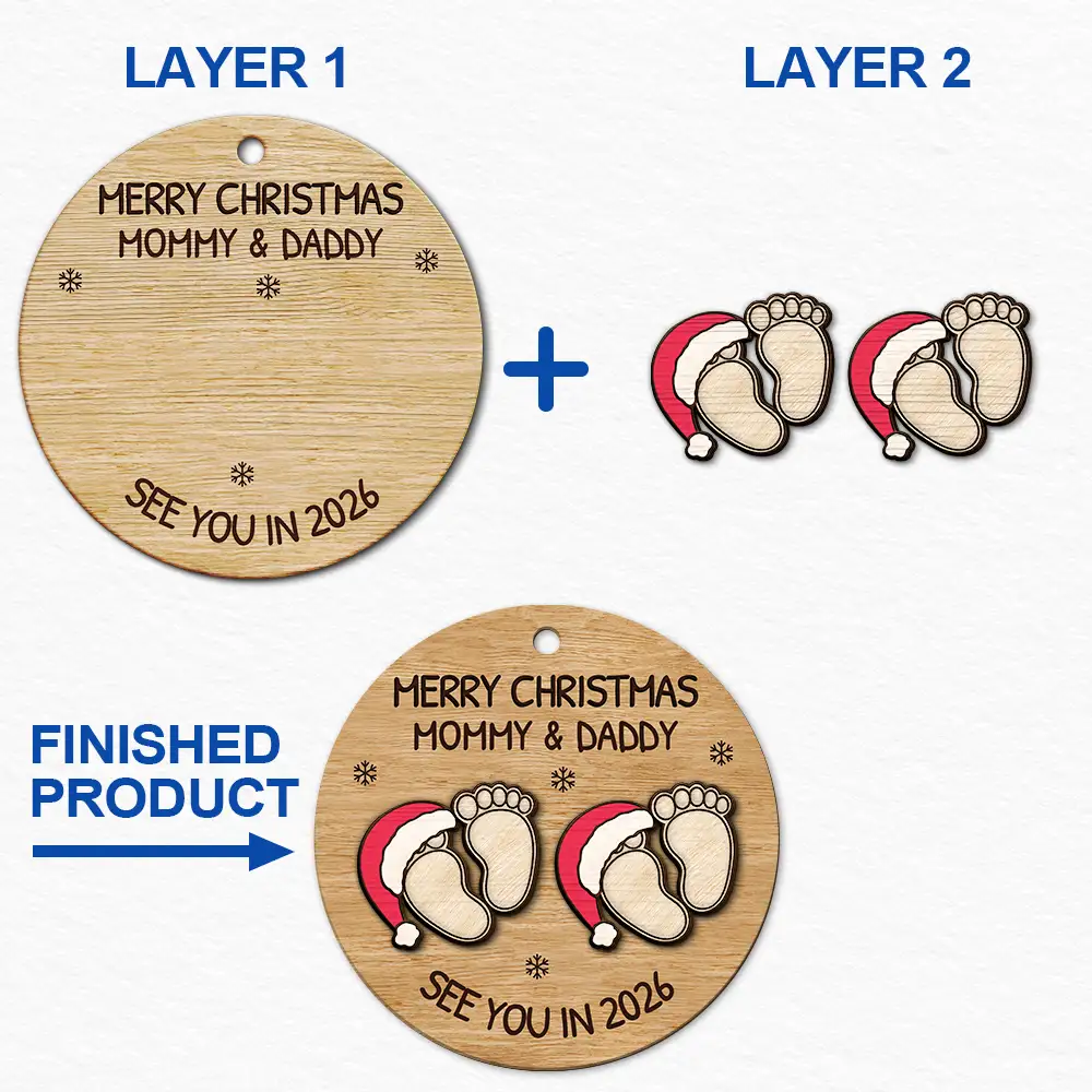 Baby Expecting See You In 2026 - Personalized 2-Layered Wooden Ornament - Image 6