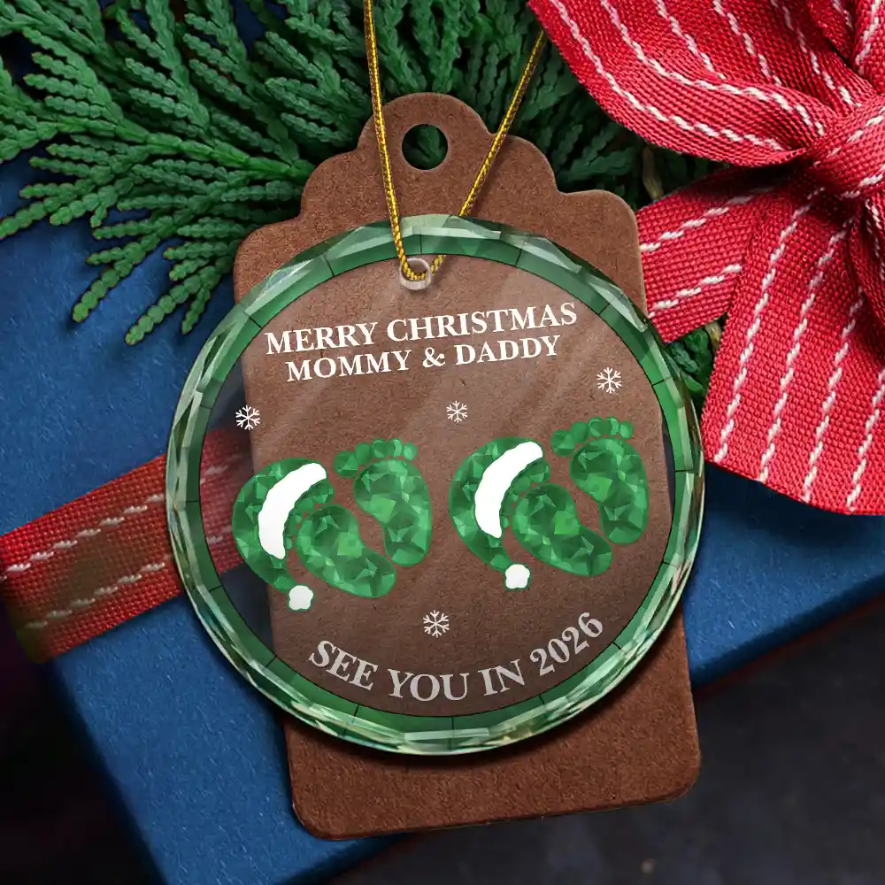 Baby Expecting See You In 2026 Stained Glass - Personalized Circle Glass Ornament - Image 5