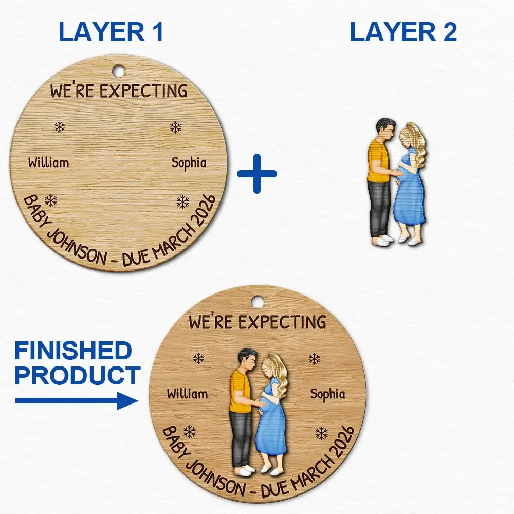 Baby Expecting See You - Personalized 2-Layered Wooden Ornament - Image 6