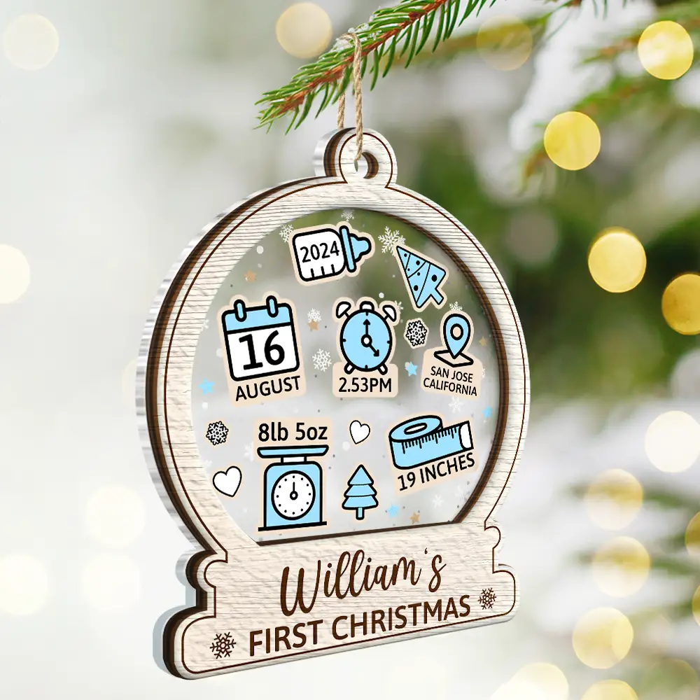 Baby First Christmas Ornament Icon - Personalized 2-Layered Mix Ornament - Image 2