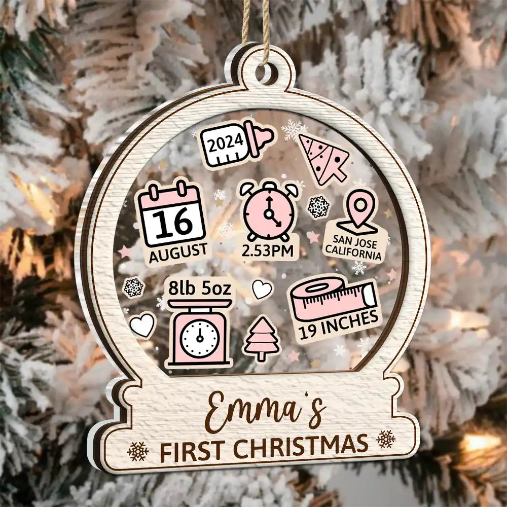 Baby First Christmas Ornament Icon - Personalized 2-Layered Mix Ornament - Image 3