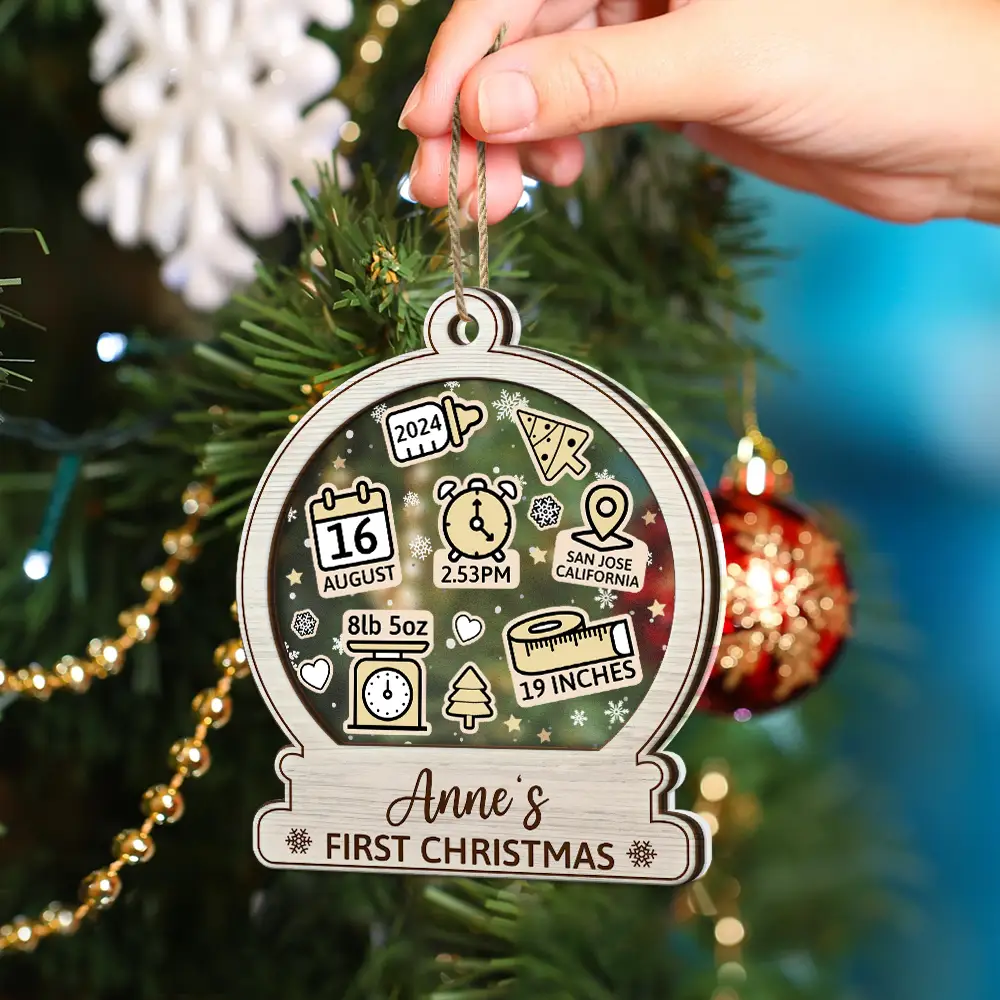 Baby First Christmas Ornament Icon - Personalized 2-Layered Mix Ornament - Image 4