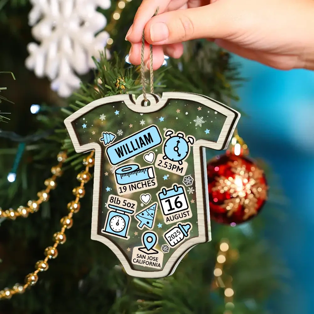 Baby First Christmas - Personalized 2-Layered Mix Ornament - Image 4
