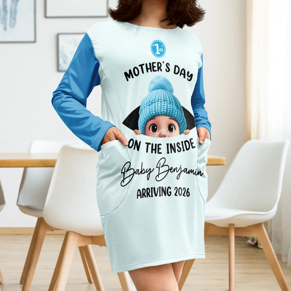 Baby First Year On The Inside With Mom - Personalized Pocket Dress - Image 3