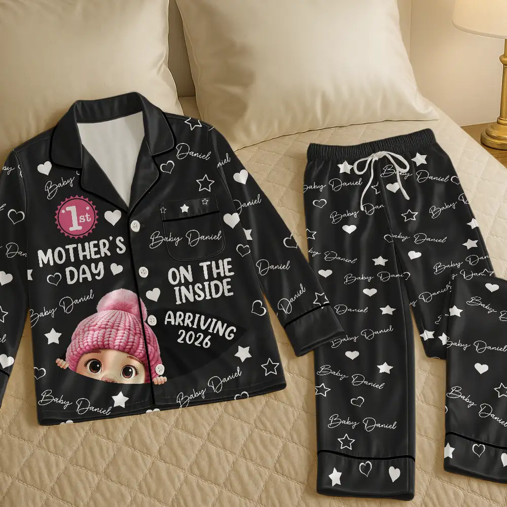 Baby First Year On The Inside With Mom - Personalized Satin Pajama Set - Image 5