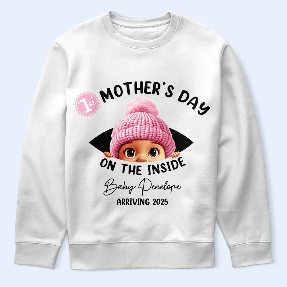 Baby First Year On The Inside With Mom - Personalized T Shirt - Image 5