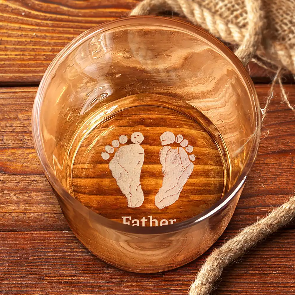 Baby Footprints First Christmas Together - Personalized Engraved Whiskey Glass - Image 3