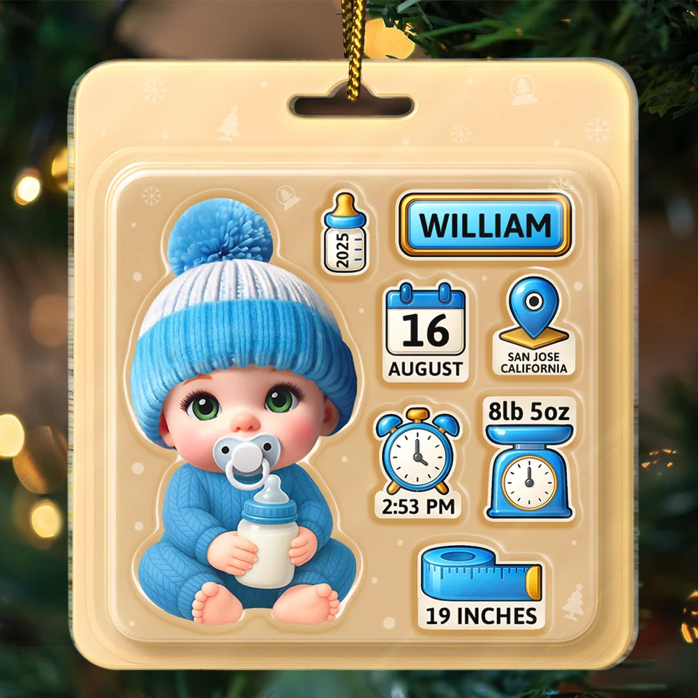 Baby Information Toy Box - Personalized Custom Shaped Acrylic Ornament - Image 3