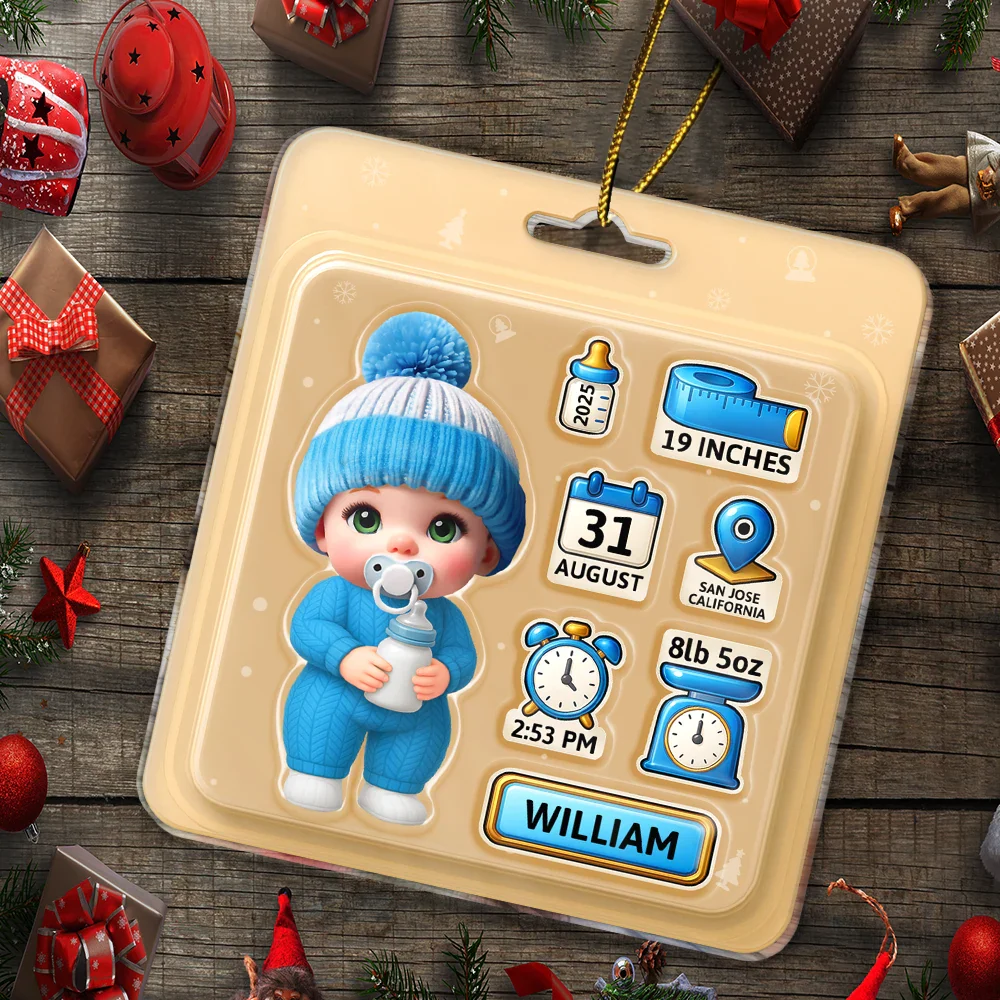 Baby Information Toy Box - Personalized Custom Shaped Acrylic Ornament - Image 5